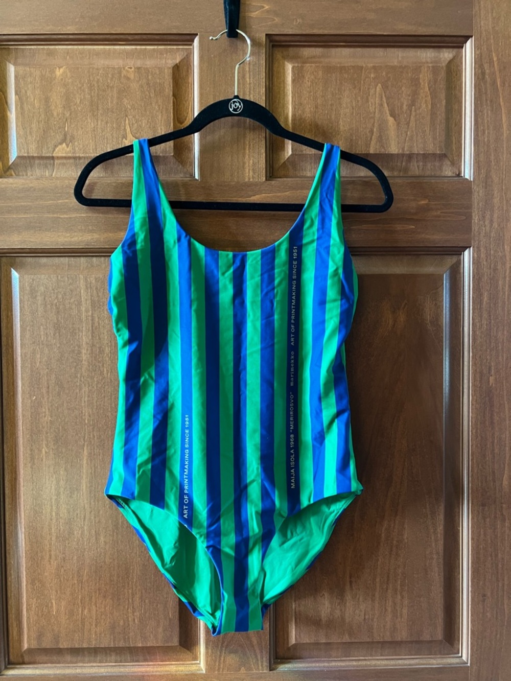 Marimekko Swimsuit One Piece Agnetha Merirosvo Striped Green Navy Size M